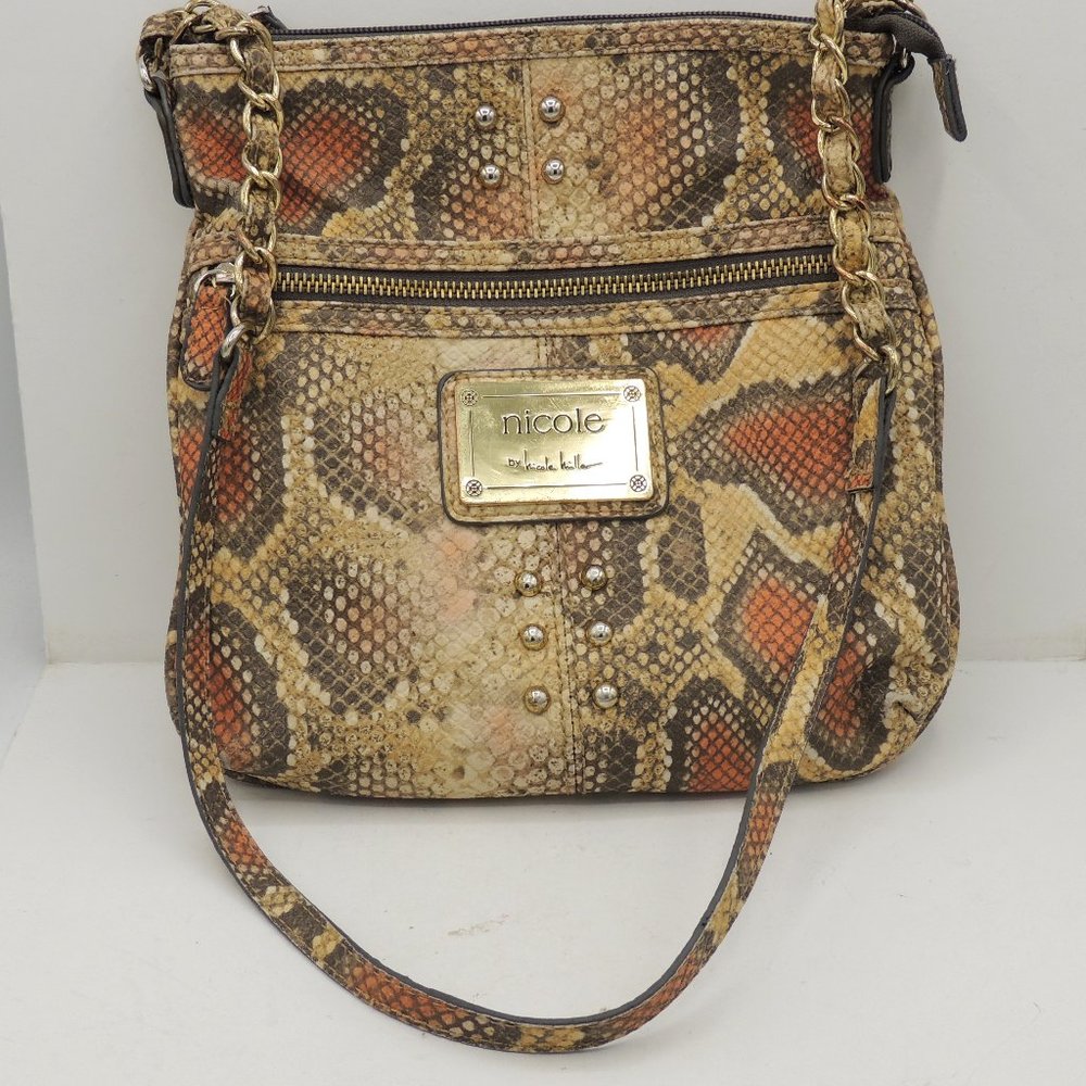 Nicole Miller Faux Snakeskin Shoulder Bag
